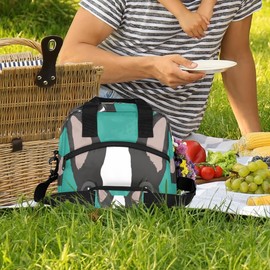 Aglebo Cute Boston Terrier Dog Insulated Lunch Bag for Women Men, Reusable Lunch Box Container with Adjustable Shoulder Strap Large Leakproof Thermal Lunch Cooler Bag for Adult Work Picnic Office