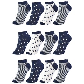 LOREZA® Girls' Cotton Socks, Trainer Socks, 12 Pairs, EU 21 - 36 - K-05, size: 21-24