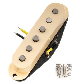Artec SSA-12R Vintage Style Staggered Alnico 5 Reverse Wound Single Coil Middle Pickup 6.5K for Strat Style Electric Guitar, Cream
