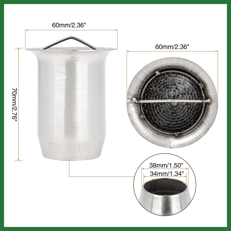 Motoforti 60mm Universal Motorcycle Can Muffler Baffle Pipe Silver Tone