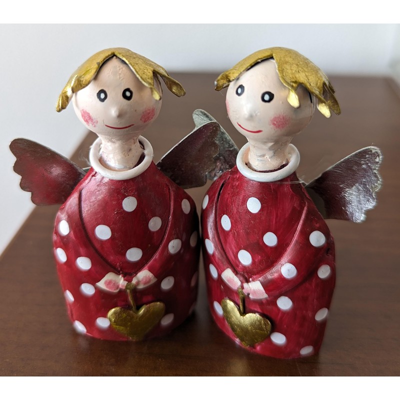 Pape Kunstgewerbe 2 cute guardian angels in red with heart