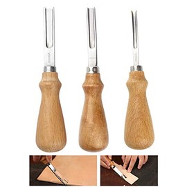 Leather Edge Skiving Beveler Tool Set, Wide Mouth Leathercraft Edge Skiving Beveler Leather Edge Trimmer with Wooden Handle Three Sizes(4mm,6mm and 8mm)