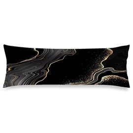 Abstract Body Pillow Cover Black and Gold Marble Long Pillowcase with Zipper Luxury Throw Pillow Case Decorative Cushion Pillow Covers Soft Large Bedding Pillow Cases for Bedroom,Couch,20"x54"