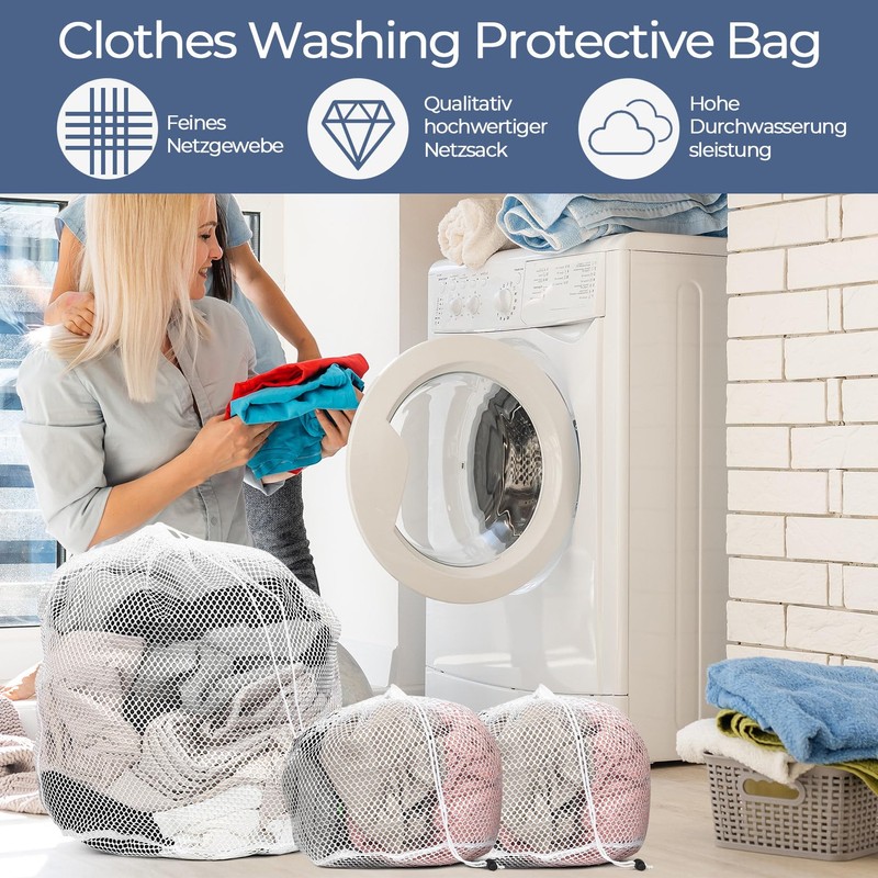 3 Pcs Mesh Laundry Bags for Washing Machine, Mesh Washing