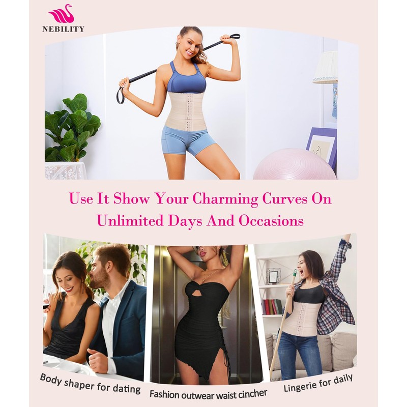 Nebility Womens' Waist Trainer Tummy Control Waist Cincher Slim Body