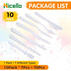 Hicello 70Pcs Plastic Spatula Palette Knives Set Painting Knivesfor Mixing Spreading Scratching Layering Colors, Super-Thin Flexible Art Tool for Oil Paint, Carving, Acrylic, Watercolor Painting