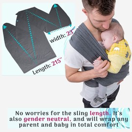 Voarge Baby Sling Wrap, Adjustable Unisex - Multi-Purpose Baby Carrier, Baby Sling Wrap Carrier from Newborns to Todder Child, Newborn Carrier Ideal for Newborns (Black)