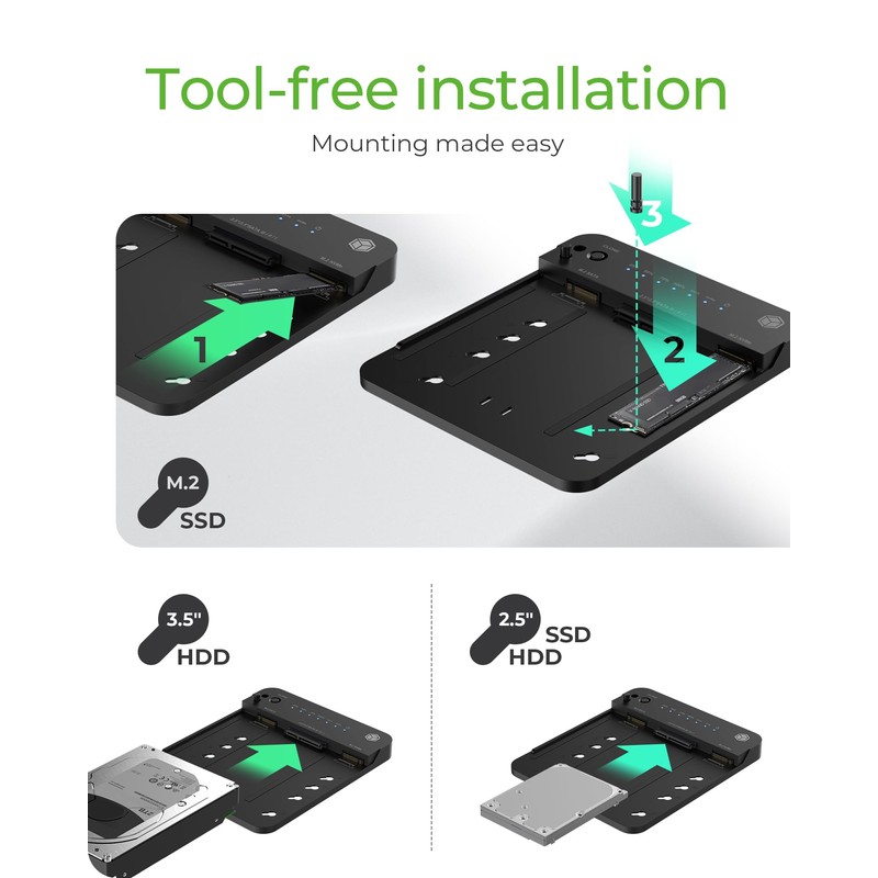 ICY BOX M.2 NVMe & SATA SSD/HDD Docking Station, USB-C