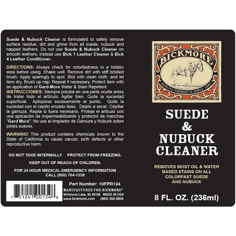 Bickmore Suede & Nubuck Cleaner - Remove Water Dirt Oil