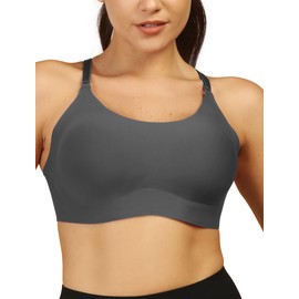 COMFELIE Wireless Seamless Bra Lightweight High Impact Sports Bra for Yoga Gym Fitness No Underwire Bust Support and Daily Comfort Graphite Grey