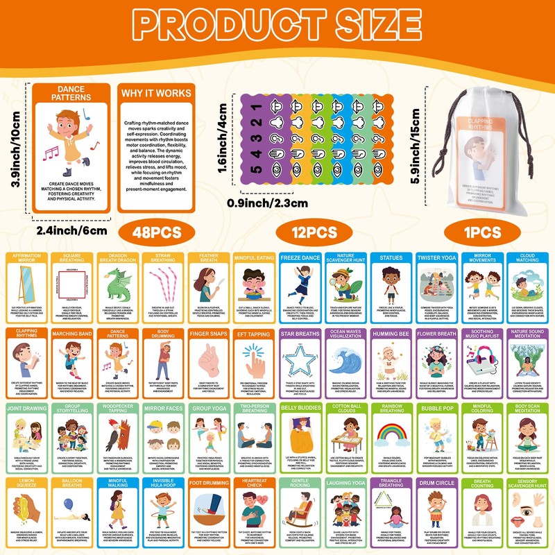 60PCS ADHD Coping Skills Cards Emotional Regulation Tool for Kids