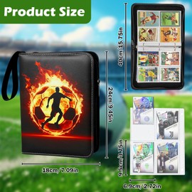 Zouboto Scrapbook Football Cards, 50 Pages 400 Cards Scrapbook Album, Portable, Waterproof, Card Folder with Zip, Birthday Gifts for Children