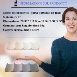 ZUYTOINS Fridge Bottle Holder with 4 Grooves Plastic Grey + White Pack of 2