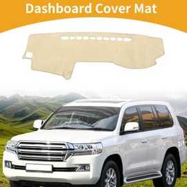 Partuto Dashboard Cover Anti-Slip/Anti Dust Dash Cover Mat Carpet for Toyota Land Cruiser Prado 120 J120 2003-2009 Polyester Beige