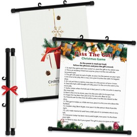 Syhood Christmas Left Right Pass Gift Game, Christmas Hanging Scroll Story Decoration for Wall Nativity Family Party Gift Exchange Game(Holly)