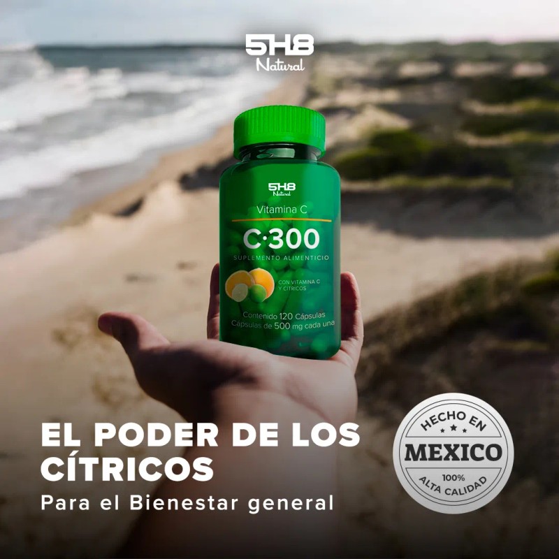 5h8 Vitamina C300mg Refuerzo Inmune 120 Caps Para 4 Meses