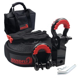 Handfly Offroad Recovery Kit, 3" x 30 ft Tow Recovery Strap, 1pcs Hitch Receiver, 2pcs 3/4" D-Ring Shackles with Storage Bag for Truck Jeep SUV ATV