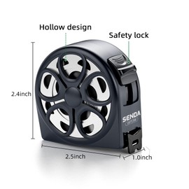 SENDATOOLS 16FT/5m Hollow Tape Measure, Retractable Measuring Tape with Waterproof & Sandproof Design, 19mm Wide Scale for Home, Industrial, DIY, Woodworking (16FT)