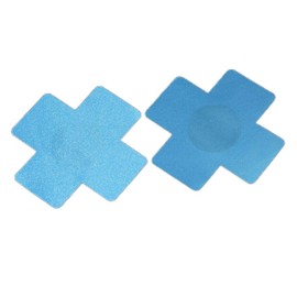 FoxYaye Blue Nipple Pasties - Plain Cross Sexy Raunchy Covers, Explicit Unisex Nippleless, Self Adhesive Breast Cover Cross Soft Lightweight Breathable Fashion Secret
