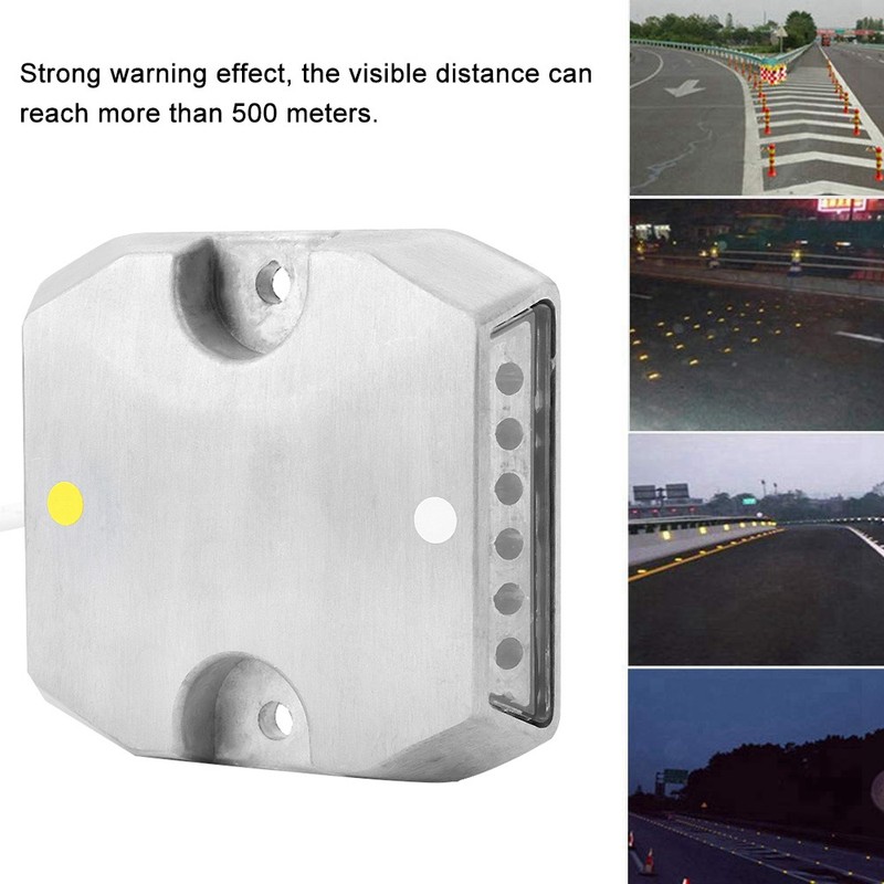 12LED Solar Powered Stud Light Dual Color Road Pathway Highway