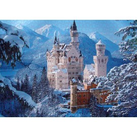 Kanglejia Neuschwanstein Castle in Winter Jigsaw Puzzles 1000 Pieces Adult Mountains Jigsaw Puzzle Family Fun Floor Snowy Landscape Puzzle Home Decor Family Fun Floor Educational Toys
