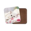 1 x Adorable White Cat Coaster - Kitten Pretty Girls
