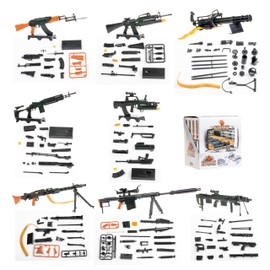 8 Pcs Assembly Toy Models for Wargame Play & Action Figures Incl. Gatling IGGM, Type 95, MK1415GM, MG42, M1G, M95, DSR-1 for DIY Toy Collections