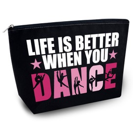 Yoxiumi Dance Bag Dance Makeup Bag Ballet Teacher Gift for Dancers Dancer Gifts for Women Ballerina Travel Toiletry Zipper Pouch Dancer Cosmetic Pouch Recital Gifts Dancing Competition Must Haves