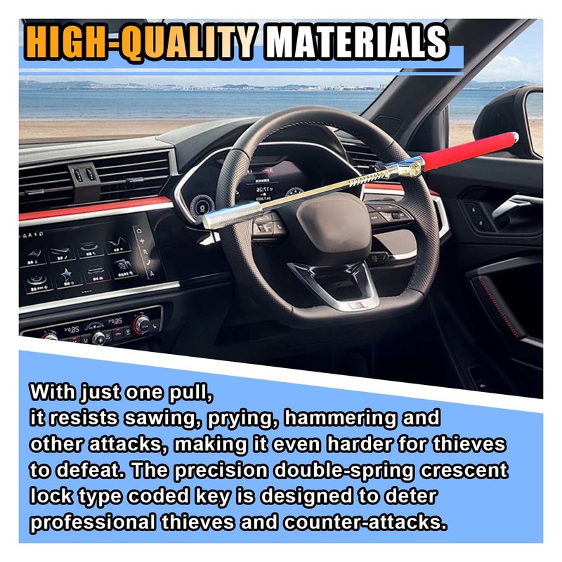 Car Steering Wheel Lock, Car Security Anti-Theft Device Retractable Steering