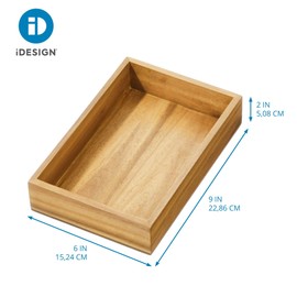 InterDesign iDesign Acacia Wood Kitchen and Pantry Small Drawer Organizer Bin– Natural