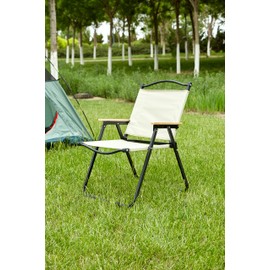TREATLIFE HOME Folding Outdoor Chair, Lightweight Steel Frame, Durable Cloth, Beige, Ideal for Camping, Picnics, Beach, and Patio Use