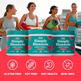 Simply Blossom Nutrition Daily Greens & Superfood Powder + Collagen + Probiotics for Women's Digestive Health & Bloating Relief. Help Your Health Bloom - 2 Month Supply - Watermelon