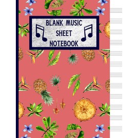 Blank Music Sheet Notebook: Roman watercolor Cute journal for teens. tropical school, fruit punch 12 blank staves/staff sheets to write in
