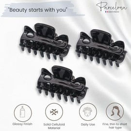 Parcelona Pinzas de Garra Francesas Clásicas Muy Pequeñas de 1 1/2" con Resorte Firme, Juego de 3 Pinzas para El Cabello para Niñas, Accesorios de Pei