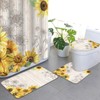 Aprophic Bathroom Sets with Shower Curtain and Rugs -Flower Sunflower