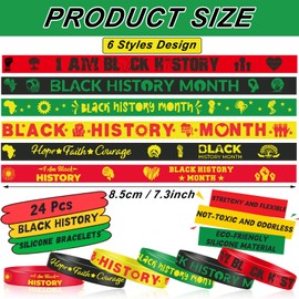 48 PCS Happy Black History Month Party Favors Slap Bracelets for Silicone Wristbands for Birthday Party Supplies Classroom Prizes American Freedom Day Patriotic Party Decorations Gift Bag Fillers
