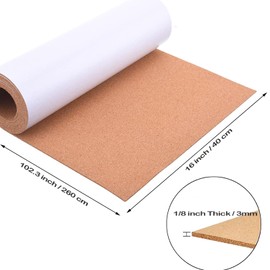 3mm Cork Board Roll Self-Adhesive Bulletin Boards, 102"x16"-1/8" Thick Large Cork Rolls, Decorative Corkboards for Wall, Office, Home, Kitchen, Poster Pin Board Ideal for DIY (40x260cm-3mm, 1p)