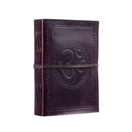 Ohm Symbol Leather Journal | 13.5cm x 18.5cm | Handmade, Fair Trade & Eco Friendly Leather Bound Notebook Alternative for Men and Women