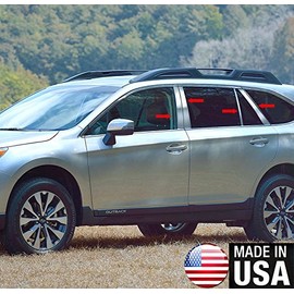 Made in USA! Compatible with 2015-2018 Subaru Outback with Diagonal Piece 8PC Stainless Steel Chrome Pillar Post Trim