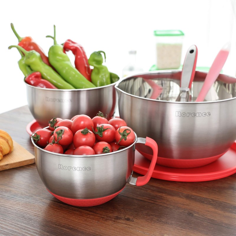 Rorence Stainless Steel Mixing Bowls: Metal Mixing Bowl Set with