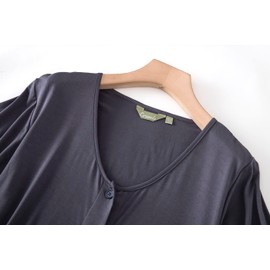 CHUNG Women Short Sleeve Nightdress Button Down Nighties Ladies Nightgown Soft Baggy Pyjamas UK Size Charcoal L