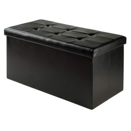 Winsome Wood Furniture piece Ashford Ottoman with Storage Faux Leather, Black