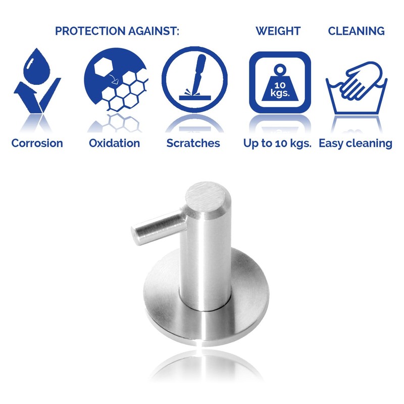 Kon-fort Home Towel Hook, 2 Pack Bathroom Hooks Brushed Steel,