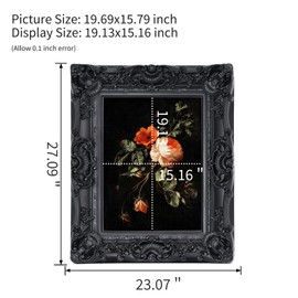 FAYOHOWODT 16x20 Black Frame,Gothic Ornate Large Picture Frame for Vintage Wall Hanging,Home Decor,Photo Display,Art