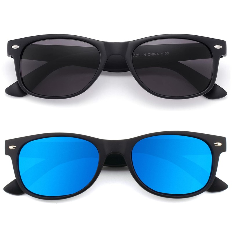 LOVIVY 2 Pack Reader Sunglasses for Men Women Classic Rectangle