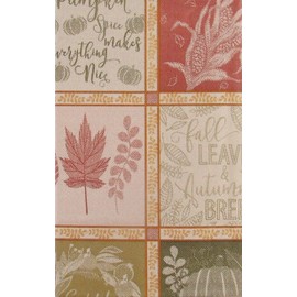 Fall Leaves and Autumn Breeze Jacquard Vinyl Flannel Back Tablecloth (52" x 52" Square)
