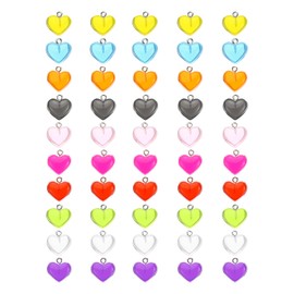 PATIKIL Jewelry Making Charm, 50 Pack Resin Heart Pendants Enamel Heart Charm for DIY Necklace Bracelet Earring Crafts, 10 Colors