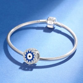 AIEGNOS 925 Sterling Silver Charms for Bracelets Necklaces 5A Cubic Zirconia Heart Evil Eyes Blue Devil Beads Charms Dangle Pendant,Jewelry Beads Gifts for Women