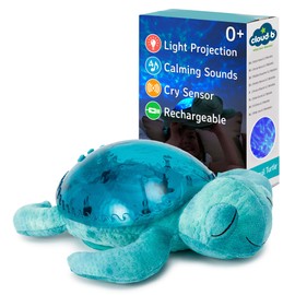 Cloud b Tranquil Turtle Aqua - White Noise Machine Baby, Baby Night Light & Portable White Noise Machine - Soothing Ocean Waves & Underwater Melodies, Cry Sensor, Rechargeable, Eco-Friendly