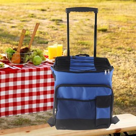 35L Large Rolling Cooler, Wheeled Portable Sports Cooler Water Beverage Dispenser, Leak Proof Trolley Soft Cooler Bag for Beach Camping Patio Travel Outdoor